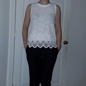 OASIS White Textured Sleeveless Top